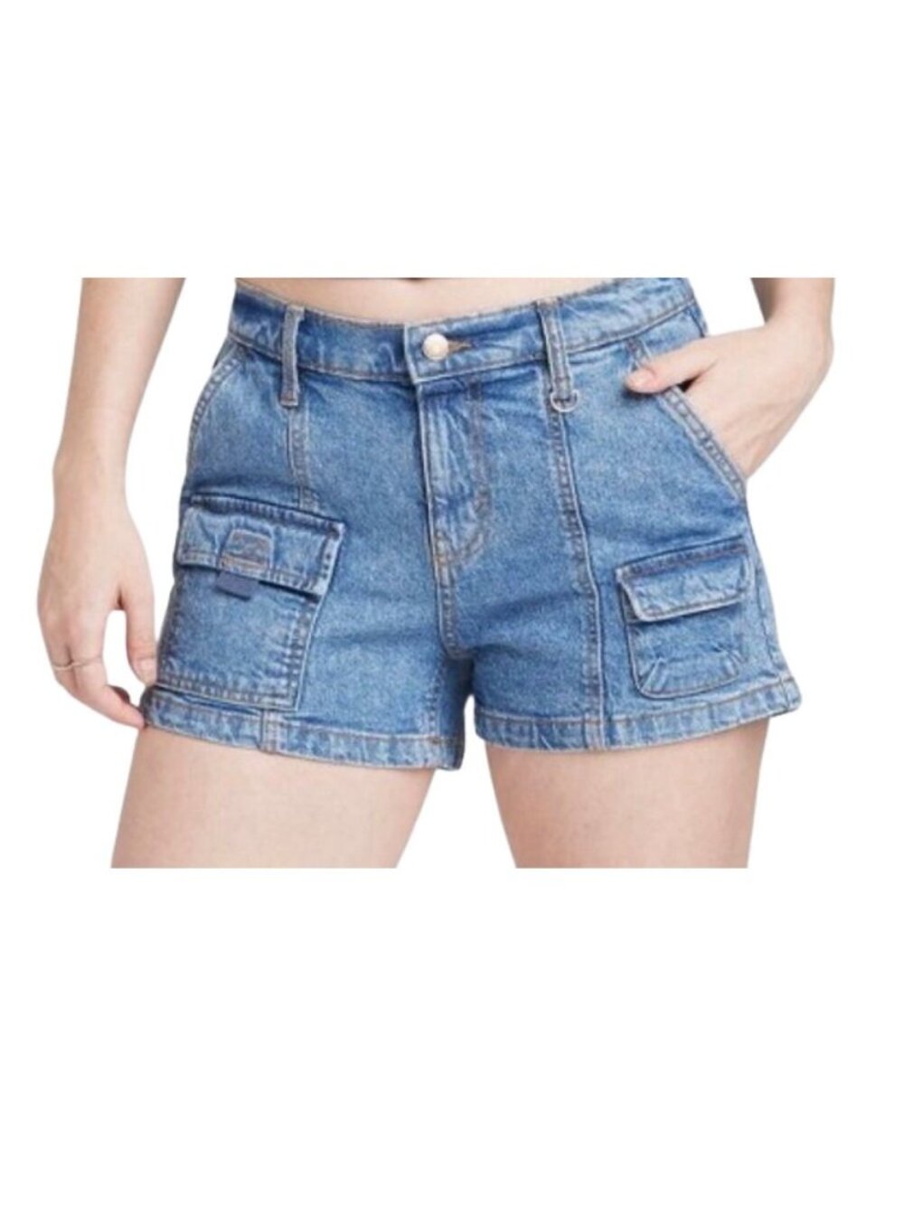 NYW Wild Fable Denim Cargo Pull On Shorts Blue Y2K Streetwear Casual Summer
